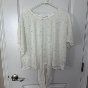 Madewell White Eyelet Short Sleeve Top